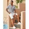 image:imageCOOFANDY Mens Knit Button Down Shirts Casual Textured Polo Shirt Short Sleeve Vintage Summer Beach TopsLight Grey