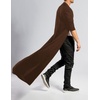 image:imageCOOFANDY Mens Lightweight Ruffle Shawl Collar Cardigan Open Front Long Length Drape Cape OvercoatBrown