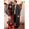 image:imageCOOFANDY Mens Lightweight Ruffle Shawl Collar Cardigan Open Front Long Length Drape Cape OvercoatDark Grey