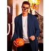 image:imageCOOFANDY Mens Lightweight Ruffle Shawl Collar Cardigan Open Front Long Length Drape Cape OvercoatNavy Blue