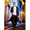 image:imageCOOFANDY Mens Lightweight Ruffle Shawl Collar Cardigan Open Front Long Length Drape Cape OvercoatNavy Blue