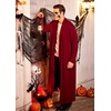 image:imageCOOFANDY Mens Lightweight Ruffle Shawl Collar Cardigan Open Front Long Length Drape Cape OvercoatWine Red