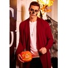 image:imageCOOFANDY Mens Lightweight Ruffle Shawl Collar Cardigan Open Front Long Length Drape Cape OvercoatWine Red