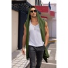 image:imageCOOFANDY Mens Long Hooded Cardigan Sleeveless Ruffle Shawl Collar Lightweight Open Front Drape Kimono VestArmy Green