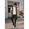image:imageCOOFANDY Mens Long Hooded Cardigan Sleeveless Ruffle Shawl Collar Lightweight Open Front Drape Kimono VestArmy Green