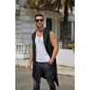image:imageCOOFANDY Mens Long Hooded Cardigan Sleeveless Ruffle Shawl Collar Lightweight Open Front Drape Kimono VestBlack