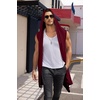 image:imageCOOFANDY Mens Long Hooded Cardigan Sleeveless Ruffle Shawl Collar Lightweight Open Front Drape Kimono VestDark Red