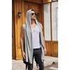image:imageCOOFANDY Mens Long Hooded Cardigan Sleeveless Ruffle Shawl Collar Lightweight Open Front Drape Kimono VestLight Grey