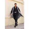 image:imageCOOFANDY Mens Long Hooded Cardigan Sleeveless Ruffle Shawl Collar Lightweight Open Front Drape Kimono VestMiddle Grey