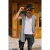 image:imageCOOFANDY Mens Long Hooded Cardigan Sleeveless Ruffle Shawl Collar Lightweight Open Front Drape Kimono VestMiddle Grey