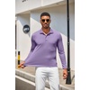 image:imageCOOFANDY Mens Long Sleeve Polo Shirt Golf Lightweight Breathable Moisture Wicking Shirt for Business Casual Work OutdoorLilac