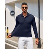image:imageCOOFANDY Mens Long Sleeve Polo Shirt Golf Lightweight Breathable Moisture Wicking Shirt for Business Casual Work OutdoorNavy Blue