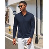 image:imageCOOFANDY Mens Long Sleeve Polo Shirt Golf Lightweight Breathable Moisture Wicking Shirt for Business Casual Work OutdoorNavy Blue