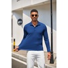 image:imageCOOFANDY Mens Long Sleeve Polo Shirt Golf Lightweight Breathable Moisture Wicking Shirt for Business Casual Work OutdoorSapphire Blue