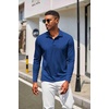 image:imageCOOFANDY Mens Long Sleeve Polo Shirt Golf Lightweight Breathable Moisture Wicking Shirt for Business Casual Work OutdoorSapphire Blue