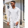 image:imageCOOFANDY Mens Long Sleeve Polo Shirt Golf Lightweight Breathable Moisture Wicking Shirt for Business Casual Work OutdoorWhite
