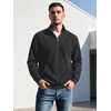 image:imageCOOFANDY Mens Quarter Zip Pullover 2026 Fleece Mock Neck Casual Sweatshirt  Cotton Blend Soft amp WrinkleResistant Lightly Brushed Fleece InteriorBlack