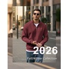 image:imageCOOFANDY Mens Quarter Zip Pullover 2026 Fleece Mock Neck Casual Sweatshirt  Cotton Blend Soft amp WrinkleResistant Lightly Brushed Fleece InteriorDeep Red