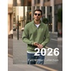 image:imageCOOFANDY Mens Quarter Zip Pullover 2026 Fleece Mock Neck Casual Sweatshirt  Cotton Blend Soft amp WrinkleResistant Lightly Brushed Fleece InteriorOlive Green