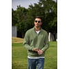 image:imageCOOFANDY Mens Quarter Zip Pullover 2026 Fleece Mock Neck Casual Sweatshirt  Cotton Blend Soft amp WrinkleResistant Lightly Brushed Fleece InteriorOlive Green