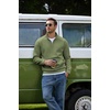 image:imageCOOFANDY Mens Quarter Zip Pullover 2026 Fleece Mock Neck Casual Sweatshirt  Cotton Blend Soft amp WrinkleResistant Lightly Brushed Fleece InteriorOlive Green