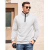 image:imageCOOFANDY Mens Quarter Zip Pullover Casual Mock Neck Quilted Sweatshirt 2026  Smooth metal zipper sweater warm without bulk long sleeve regular fit fall winterWhite 01