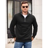 image:imageCOOFANDY Mens Quarter Zip Pullover Casual Mock Neck Quilted Sweatshirt 2026  Smooth metal zipper sweater warm without bulk long sleeve regular fit fall winterBlack 01