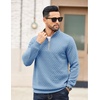 image:imageCOOFANDY Mens Quarter Zip Pullover Casual Mock Neck Quilted Sweatshirt 2026  Smooth metal zipper sweater warm without bulk long sleeve regular fit fall winterLight Blue
