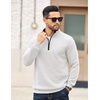 image:imageCOOFANDY Mens Quarter Zip Pullover Casual Mock Neck Quilted Sweatshirt 2026  Smooth metal zipper sweater warm without bulk long sleeve regular fit fall winterWhite 01