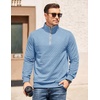 image:imageCOOFANDY Mens Quarter Zip Pullover Casual Mock Neck Quilted Sweatshirt 2026  Smooth metal zipper sweater warm without bulk long sleeve regular fit fall winterLight Blue
