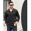 image:imageCOOFANDY Mens Quarter Zip Pullover Casual Mock Neck Quilted Sweatshirt 2026  Smooth metal zipper sweater warm without bulk long sleeve regular fit fall winterBlack