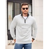 image:imageCOOFANDY Mens Quarter Zip Pullover Casual Mock Neck Quilted Sweatshirt 2026  Smooth metal zipper sweater warm without bulk long sleeve regular fit fall winterWhite 01