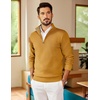 image:imageCOOFANDY Mens Quarter Zip Pullover Sweater Casual Mock Neck Knit Polo  Contrast Collar Long Sleeve Warm Pullover Regular Fit Fall Winter 2026 Fashion Casual Business Golf Polo SweaterYellow