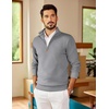 image:imageCOOFANDY Mens Quarter Zip Pullover Sweater Casual Mock Neck Knit Polo  Contrast Collar Long Sleeve Warm Pullover Regular Fit Fall Winter 2026 Fashion Casual Business Golf Polo SweaterLight Gray