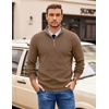 image:imageCOOFANDY Mens Quarter Zip Pullover Sweater Casual Mock Neck Knit Polo  Contrast Collar Long Sleeve Warm Pullover Regular Fit Fall Winter 2026 Fashion Casual Business Golf Polo SweaterAsh Brown