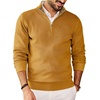 image:imageCOOFANDY Mens Quarter Zip Pullover Sweater Casual Mock Neck Knit Polo  Contrast Collar Long Sleeve Warm Pullover Regular Fit Fall Winter 2026 Fashion Casual Business Golf Polo SweaterYellow