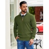 image:imageCOOFANDY Mens Quarter Zip Pullover Sweater Casual Mock Neck Knit Polo  Contrast Collar Long Sleeve Warm Pullover Regular Fit Fall Winter 2026 Fashion Casual Business Golf Polo SweaterArmy Green