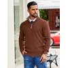 image:imageCOOFANDY Mens Quarter Zip Pullover Sweater Casual Mock Neck Knit Polo  Contrast Collar Long Sleeve Warm Pullover Regular Fit Fall Winter 2026 Fashion Casual Business Golf Polo SweaterBrown