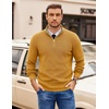 image:imageCOOFANDY Mens Quarter Zip Pullover Sweater Casual Mock Neck Knit Polo  Contrast Collar Long Sleeve Warm Pullover Regular Fit Fall Winter 2026 Fashion Casual Business Golf Polo SweaterYellow