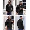 image:imageCOOFANDY Mens Quarter Zip Pullover Sweatshirt Fleece Mock Neck with Pocket  Quarter Zip Mock Neck Collar Cotton Fleece Lined Side Pocket Long Sleeve Business Casual Office Wear Fall WinterBlack