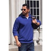 image:imageCOOFANDY Mens Quarter Zip Pullover Sweatshirt Fleece Mock Neck with Pocket  Quarter Zip Mock Neck Collar Cotton Fleece Lined Side Pocket Long Sleeve Business Casual Office Wear Fall WinterDark Blue