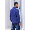 image:imageCOOFANDY Mens Quarter Zip Pullover Sweatshirt Fleece Mock Neck with Pocket  Quarter Zip Mock Neck Collar Cotton Fleece Lined Side Pocket Long Sleeve Business Casual Office Wear Fall WinterDark Blue