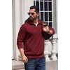 image:imageCOOFANDY Mens Quarter Zip Pullover Sweatshirt Fleece Mock Neck with Pocket  Quarter Zip Mock Neck Collar Cotton Fleece Lined Side Pocket Long Sleeve Business Casual Office Wear Fall WinterDark Red