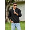 image:imageCOOFANDY Mens Quarter Zip Pullover Sweatshirt Fleece Mock Neck with Pocket  Quarter Zip Mock Neck Collar Cotton Fleece Lined Side Pocket Long Sleeve Business Casual Office Wear Fall WinterBlack