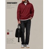 image:imageCOOFANDY Mens Quarter Zip Pullover Sweatshirt Fleece Mock Neck with Pocket  Quarter Zip Mock Neck Collar Cotton Fleece Lined Side Pocket Long Sleeve Business Casual Office Wear Fall WinterDark Red