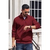 image:imageCOOFANDY Mens Quarter Zip Pullover Sweatshirt Fleece Mock Neck with Pocket  Quarter Zip Mock Neck Collar Cotton Fleece Lined Side Pocket Long Sleeve Business Casual Office Wear Fall WinterDark Red