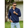 image:imageCOOFANDY Mens Quarter Zip Pullover Sweatshirt Fleece Mock Neck with Pocket  Quarter Zip Mock Neck Collar Cotton Fleece Lined Side Pocket Long Sleeve Business Casual Office Wear Fall WinterNavy Blue