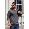 image:imageCOOFANDY Mens Quarter Zip Pullover Sweatshirt Fleece Mock Neck with Pocket  Quarter Zip Mock Neck Collar Cotton Fleece Lined Side Pocket Long Sleeve Business Casual Office Wear Fall WinterDark Gray