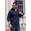 image:imageCOOFANDY Mens Quarter Zip Pullover Sweatshirt Fleece Mock Neck with Pocket  Quarter Zip Mock Neck Collar Cotton Fleece Lined Side Pocket Long Sleeve Business Casual Office Wear Fall WinterNavy Blue