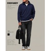 image:imageCOOFANDY Mens Quarter Zip Pullover Sweatshirt Fleece Mock Neck with Pocket  Quarter Zip Mock Neck Collar Cotton Fleece Lined Side Pocket Long Sleeve Business Casual Office Wear Fall WinterNavy Blue